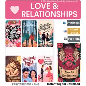 Oracle Card Deck| Instant Digital Download| Tarot Companion| print at home| 72 messages Cards Front and back Cover Pre-Aligned to easy print