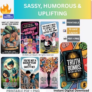 Oracle Deck, Printable Instant Digital Download, Print at home, Truth Bombs: No Fluff, Just Facts Oracle Deck 78-cards Tarot companion cards