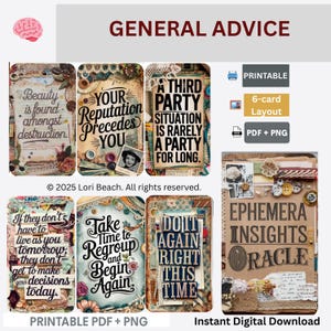 Oracle Deck- Tarot cards Companion | Ephemera Insights Oracle 78-Cards Printable Message deck.  Instant Digital Download Dual Sided