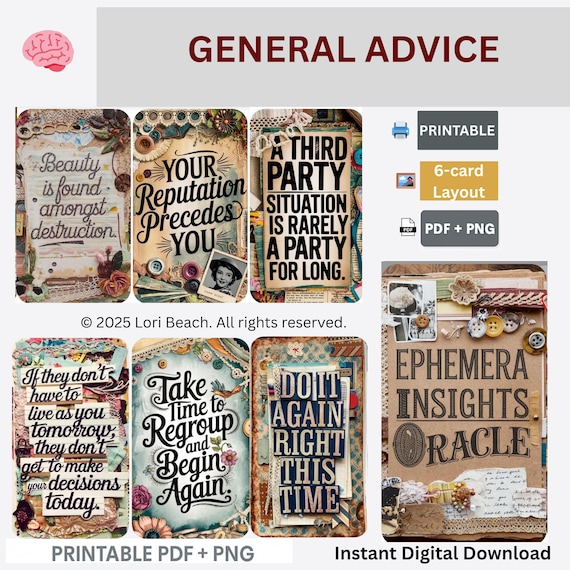 Ephemera Insights Oracle Deck: 78-Cards Printable Message Deck (Digital Download)