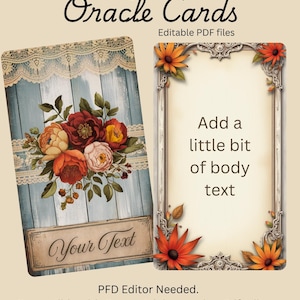 Make your own oracle deck, Print, Editable Pdf files, Instant Digital Download, editable text, printable- cut out and use in minutes.
