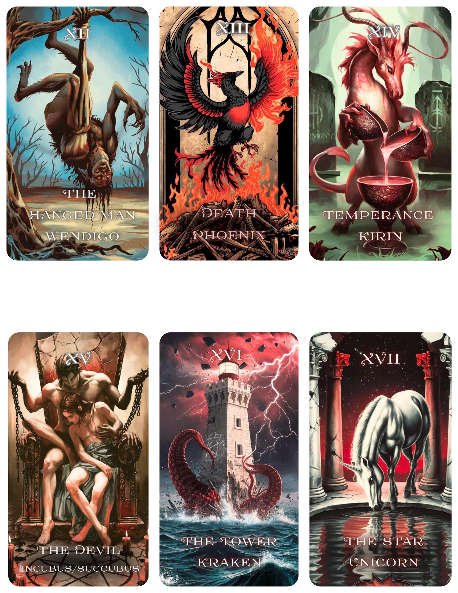 Cryptic Creatures Tarot Deck: Gothic Horror Mythical Oracle (PDF & PNG ...