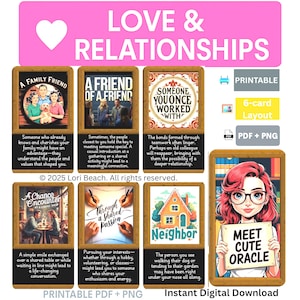Meet Cute Oracle Cards 78-Card Oracle Message Deck - Digital Download Instant Access, Printable, Tarot Companion Deck, Oracle Message Cards