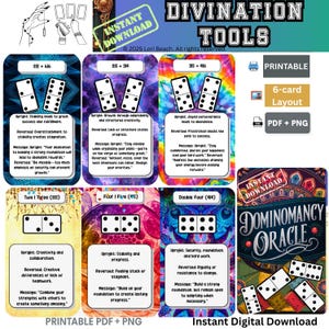 Oracle cards| Dominomancy Oracle deck, Printable, Print at home Digital Download 78- Cards Upright/Reverse meanings and Message on each card