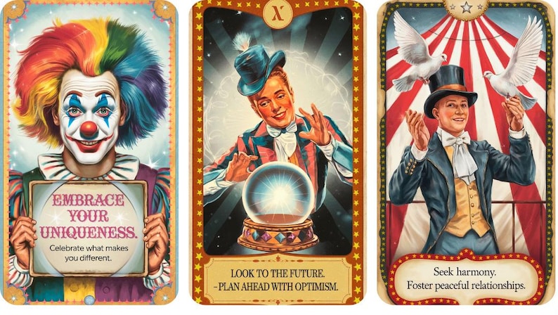 Vintage Circus Oracle Deck: 66 Printable Tarot Cards (digital Download ...