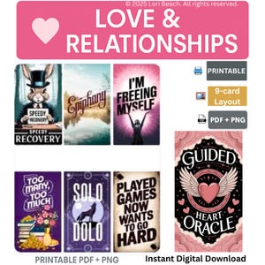 78-Card Oracle Deck, Guided Heart Oracle, Print at home, Instant digital Download, Pdf & Png files, Love and Relationship Tarot Oracle Deck