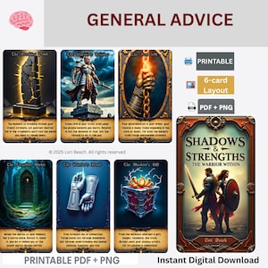 Oracle Shadows and Strengths- The Warrior Within| Tarot| Oracle| Print| Png| PDF| Instant Download| Digital Print Oracle| Printable Art Card