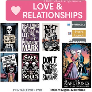 Skeleton Oracle Deck| Oracle Cards| Halloween Tarot| Tarot| Oracle| Love and Romance Oracle Card Decks |Bare Bones: Oracle of Love’s Truths