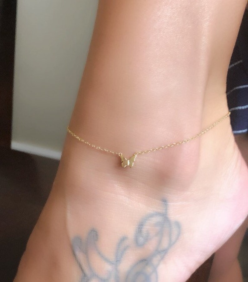 gold plated butterfly anklet