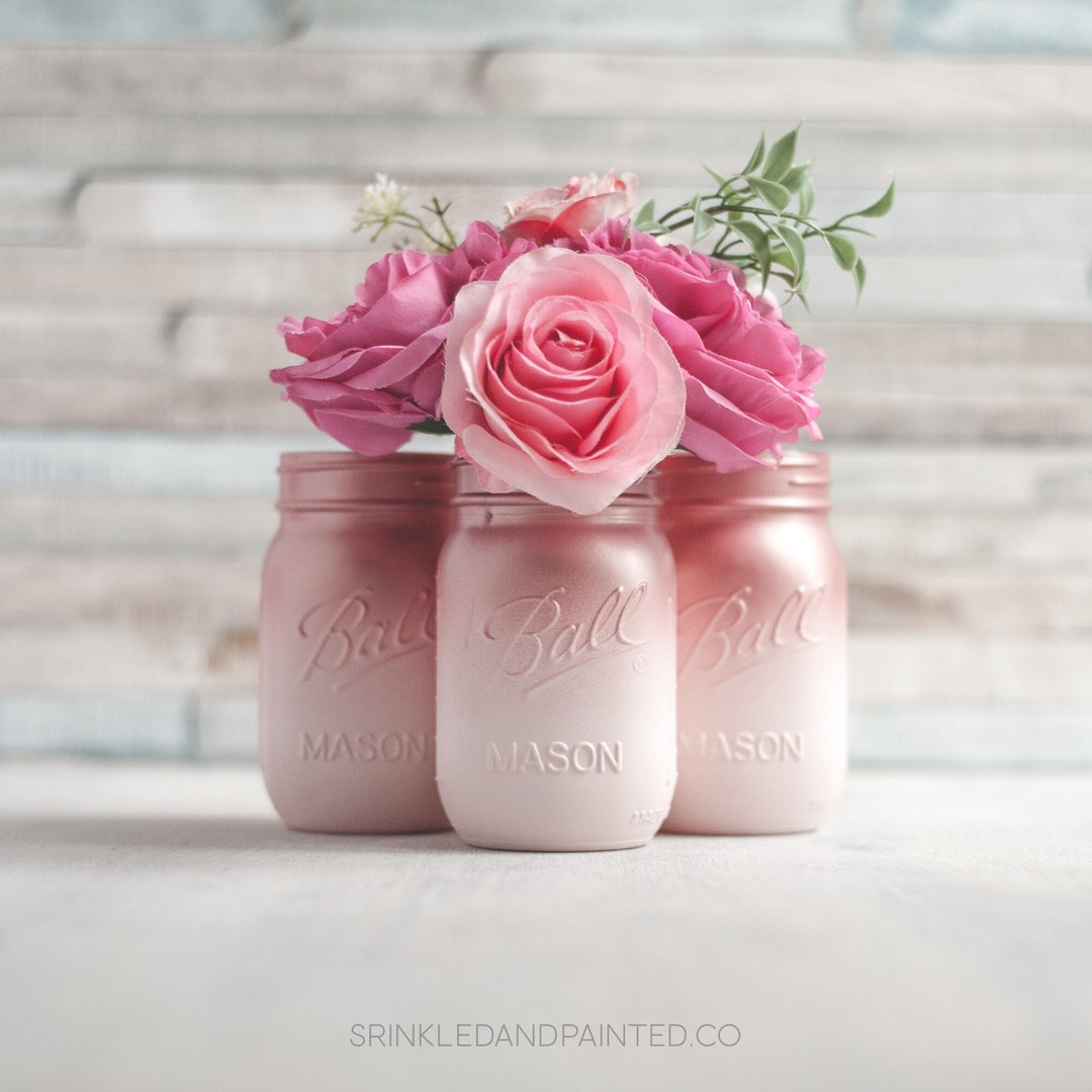 Set of 5 Rose Gold and Blush Pink Centerpiece, Rose Gold Home Decor