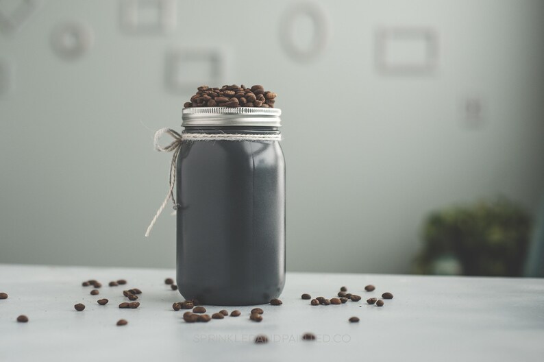 Coffee Storage Jar Painted Mason Jar Coffee Canister Gray Etsy