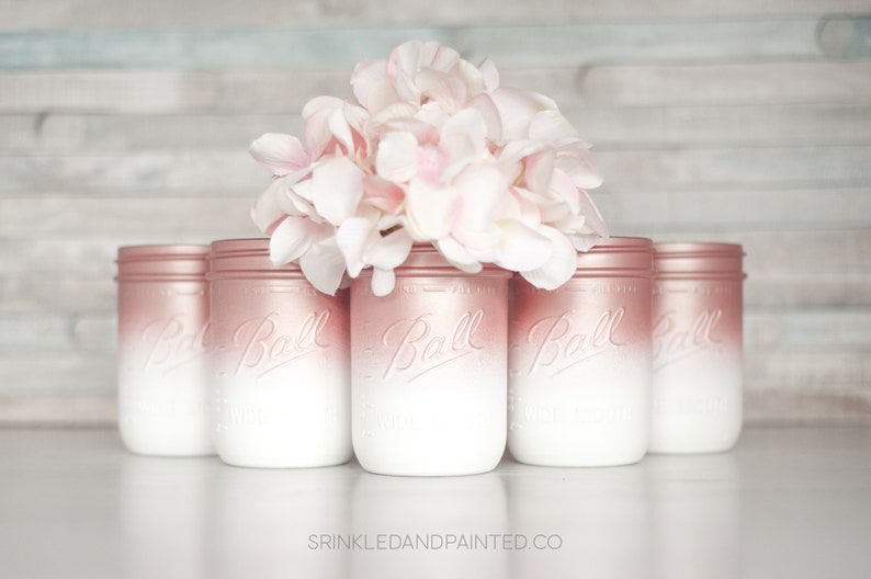 3 Rose Gold Glitter Vases Rose Gold and Ivory Ombre Painted Etsy