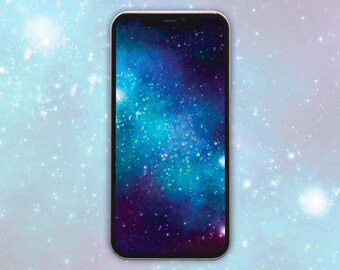 Cyan Galaxy Phone Wallpaper