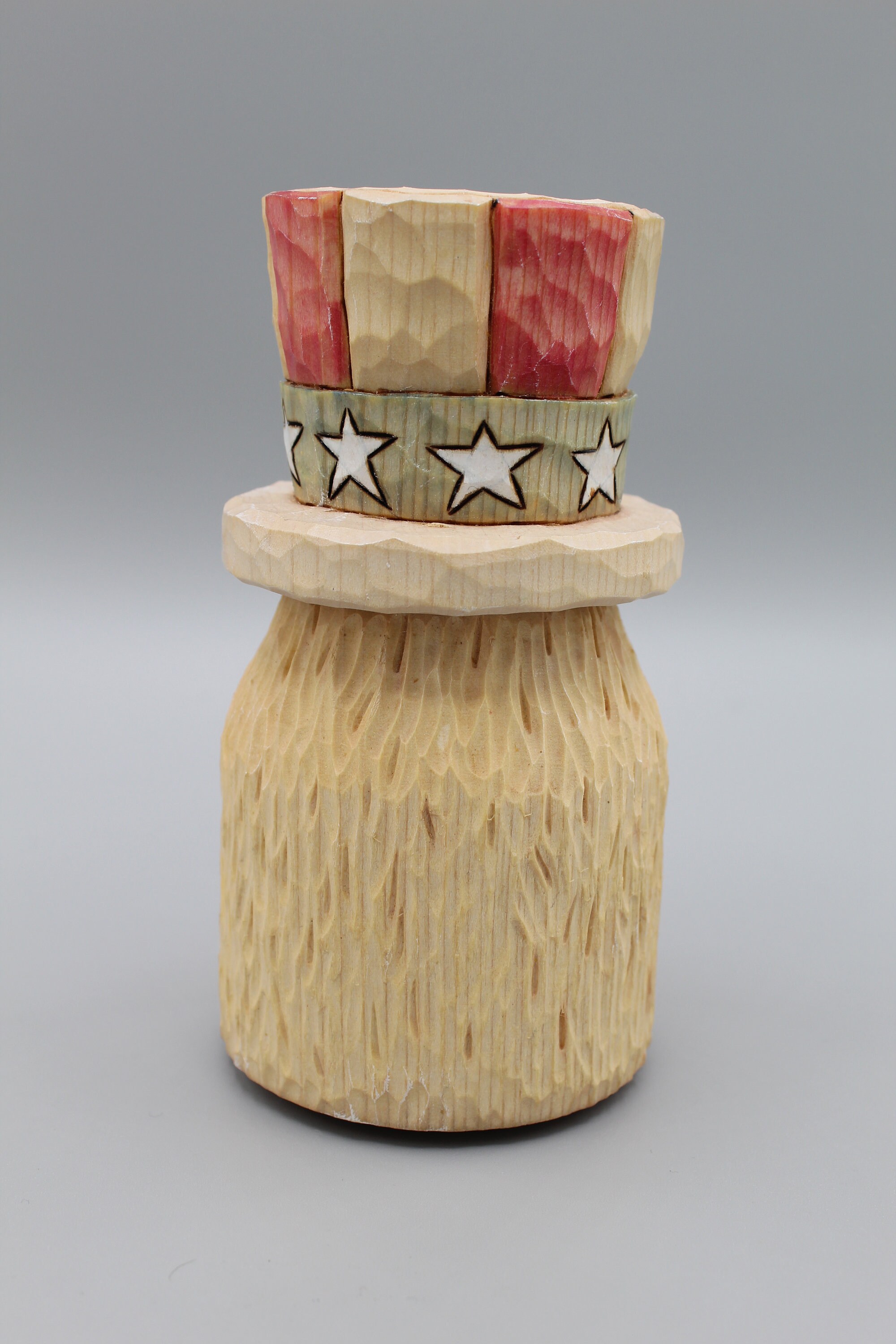 Madera tallada a mano roly poly Tío Sam regalo de vacaciones | Etsy