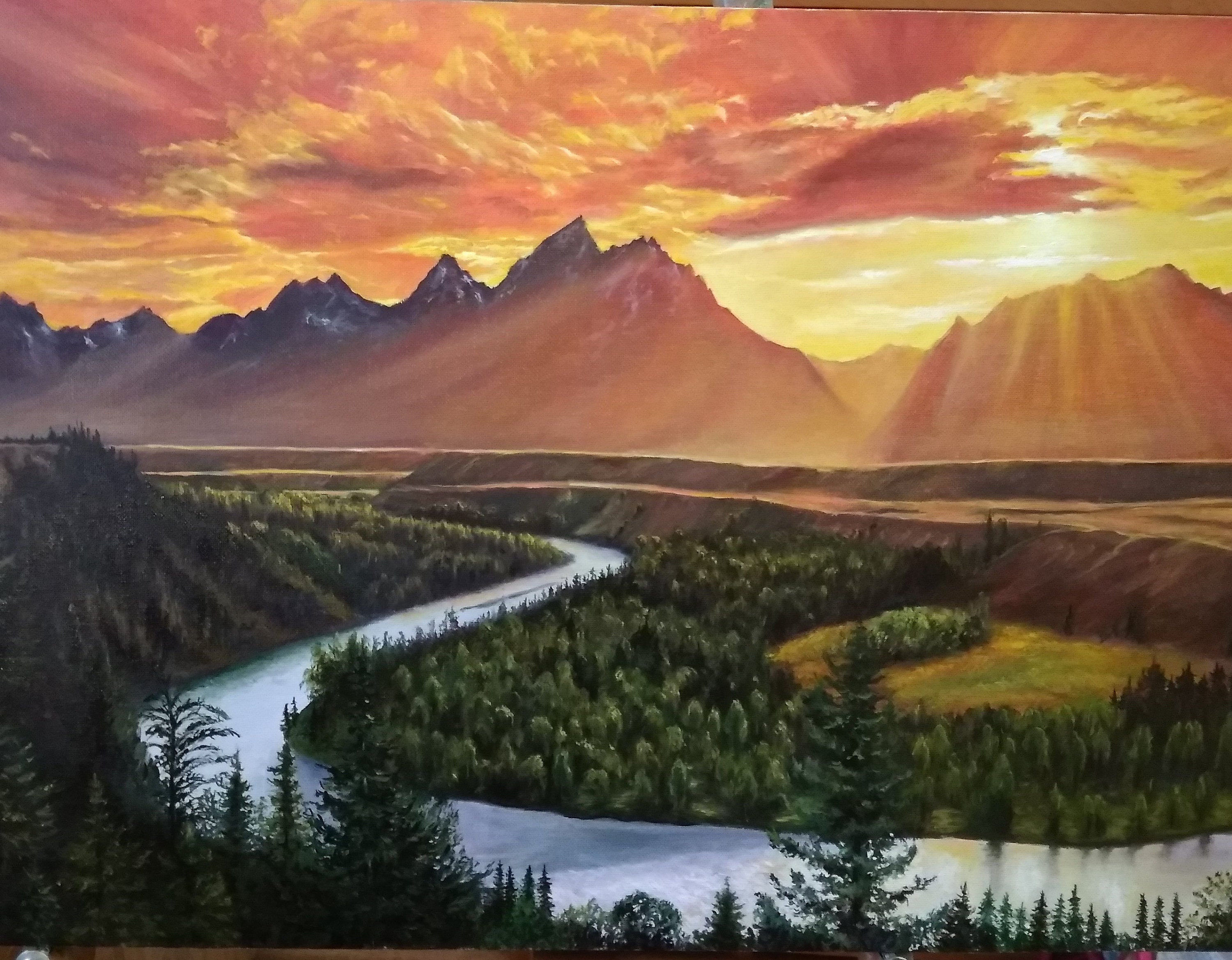 Grand Teton Art Original Painting Wyoming National Park Art Etsy