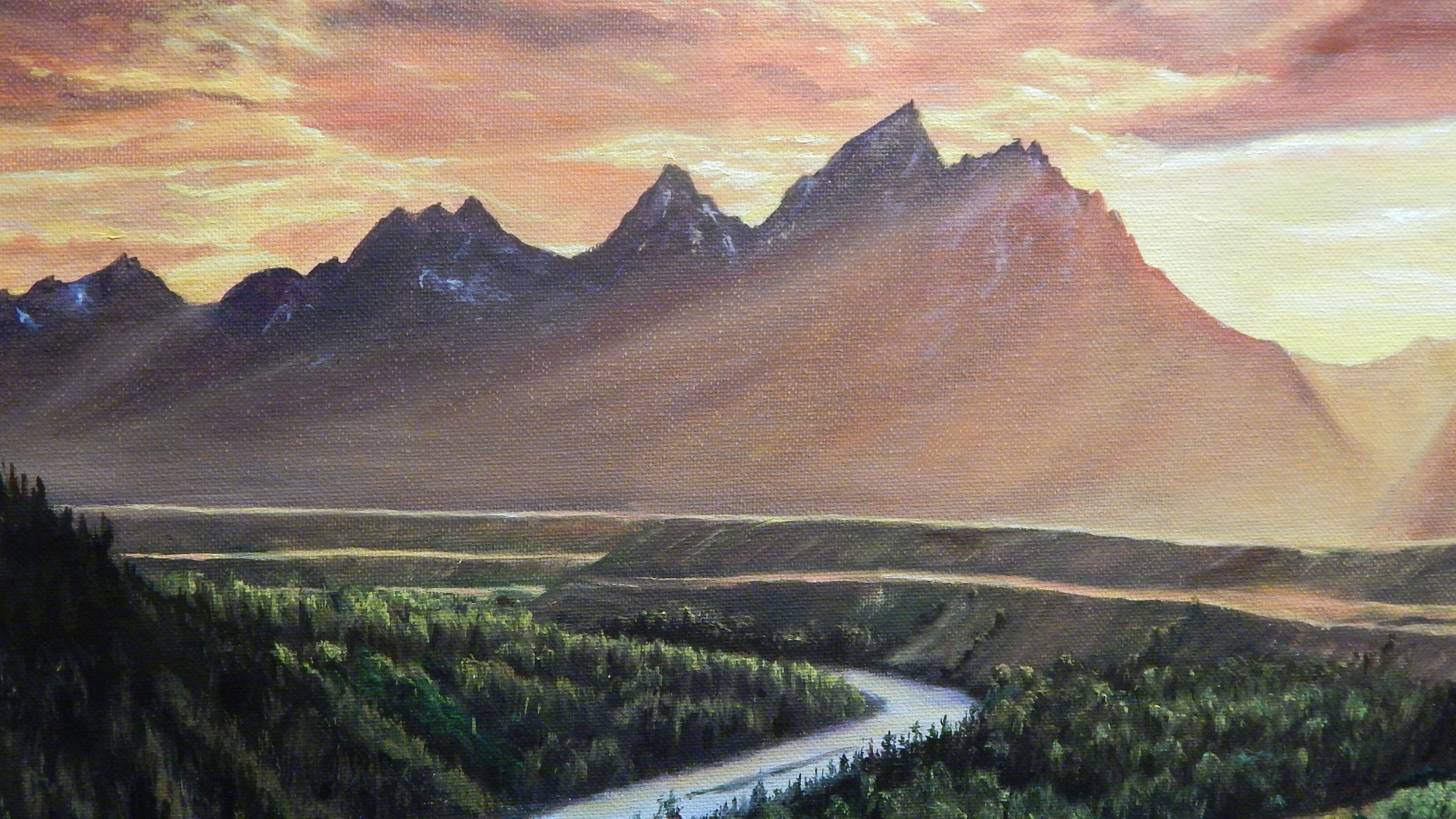 Grand Teton Art Original Painting Wyoming National Park Art | Etsy