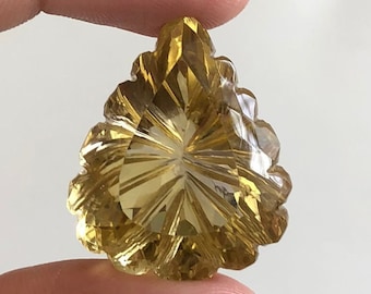 Hermosa gema de cuarzo limón, cuarzo limón tallado con láser, gema suelta de cuarzo limón amarillo de alta calidad para la fabricación de joyas.