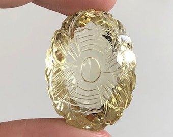 Fabulous Lemon Quartz Gemstone, Laser Cut Carving Lemon Quartz, Top Quality Yellow Lemon Quartz Loose Gemstone For Jewellery Making