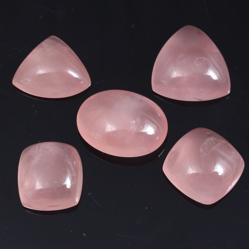 Natural Cabochon Rose Quartz 495.50 Carat 5 Pieces Mix Shape Loose Gemstone