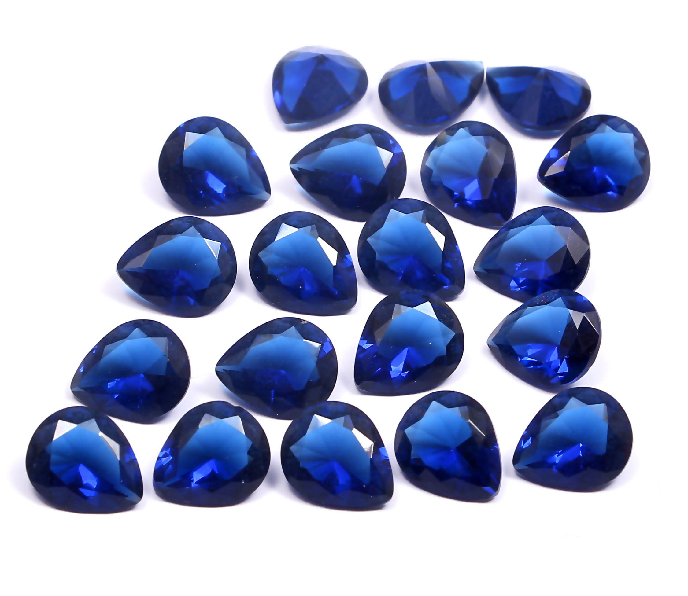 Synthetic Lab Created Blue Sapphire Gemstone Pear Shape 12x10 Etsy