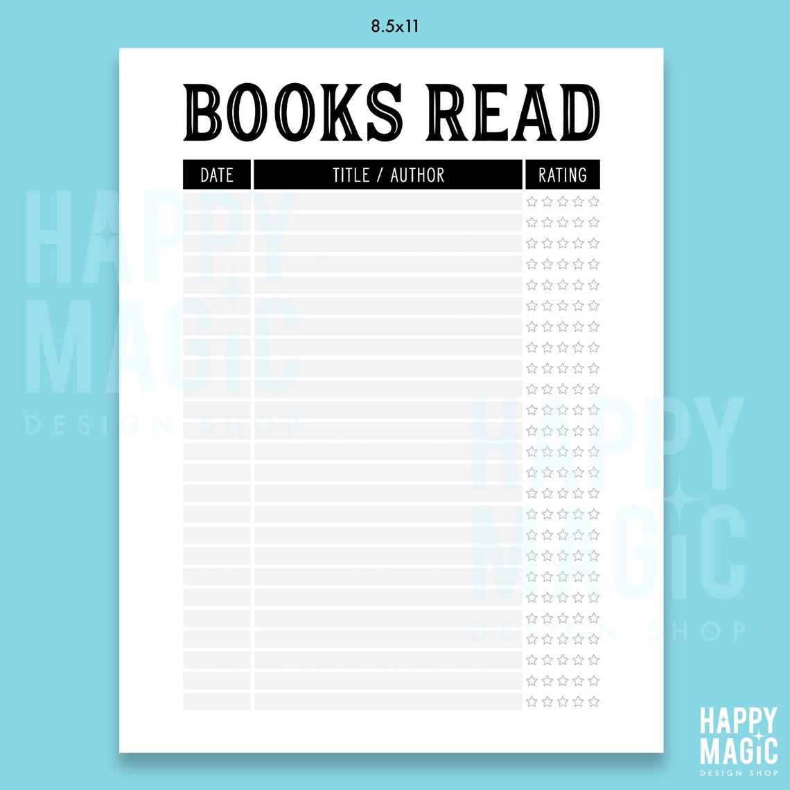 PRINTABLE Books Read List // Digital Book Tracker // Reading Etsy