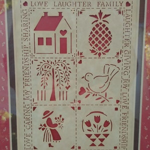 Vintage Scherenschnitte Framed Cut Paper Art, Cut Paper Welcome, Scherenschnitte Housewarming Gift, Scherenschnitte Welcome Love Laughter