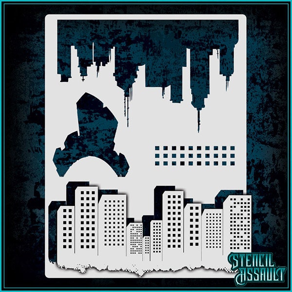 City Urban Airbrush Stencil Template Etsy