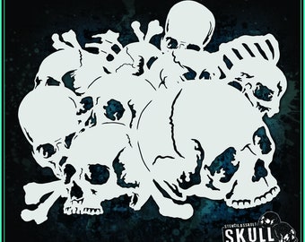 Skull Stack 8 Airbrush Stencil Template 
