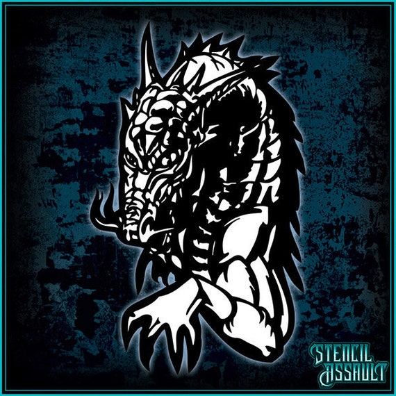 Dragon 1 Airbrush Stencil Template Etsy
