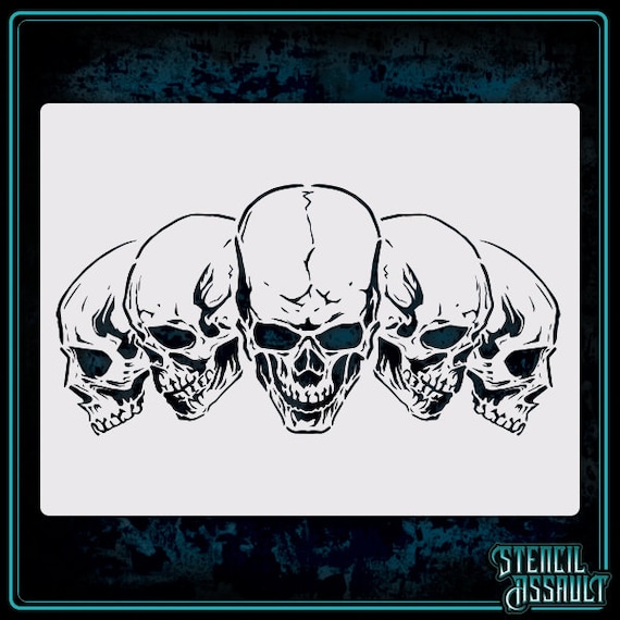 The Five Skulls Airbrush Stencil Template