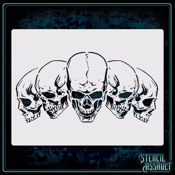 Airbrush Pile of Skulls Stencil Set (3 Pack of Same Skull Design