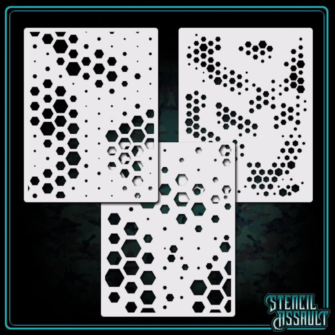 Hex Camo Set 1 Airbrush Stencil Template Etsy