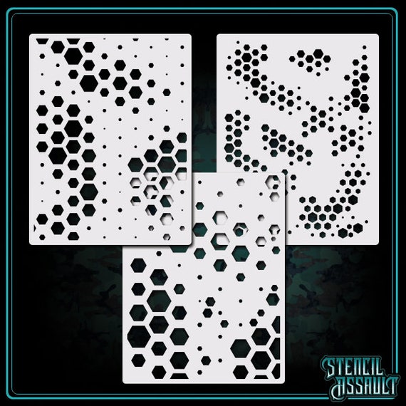 Hex Camo Set #1 Airbrush Stencil Template