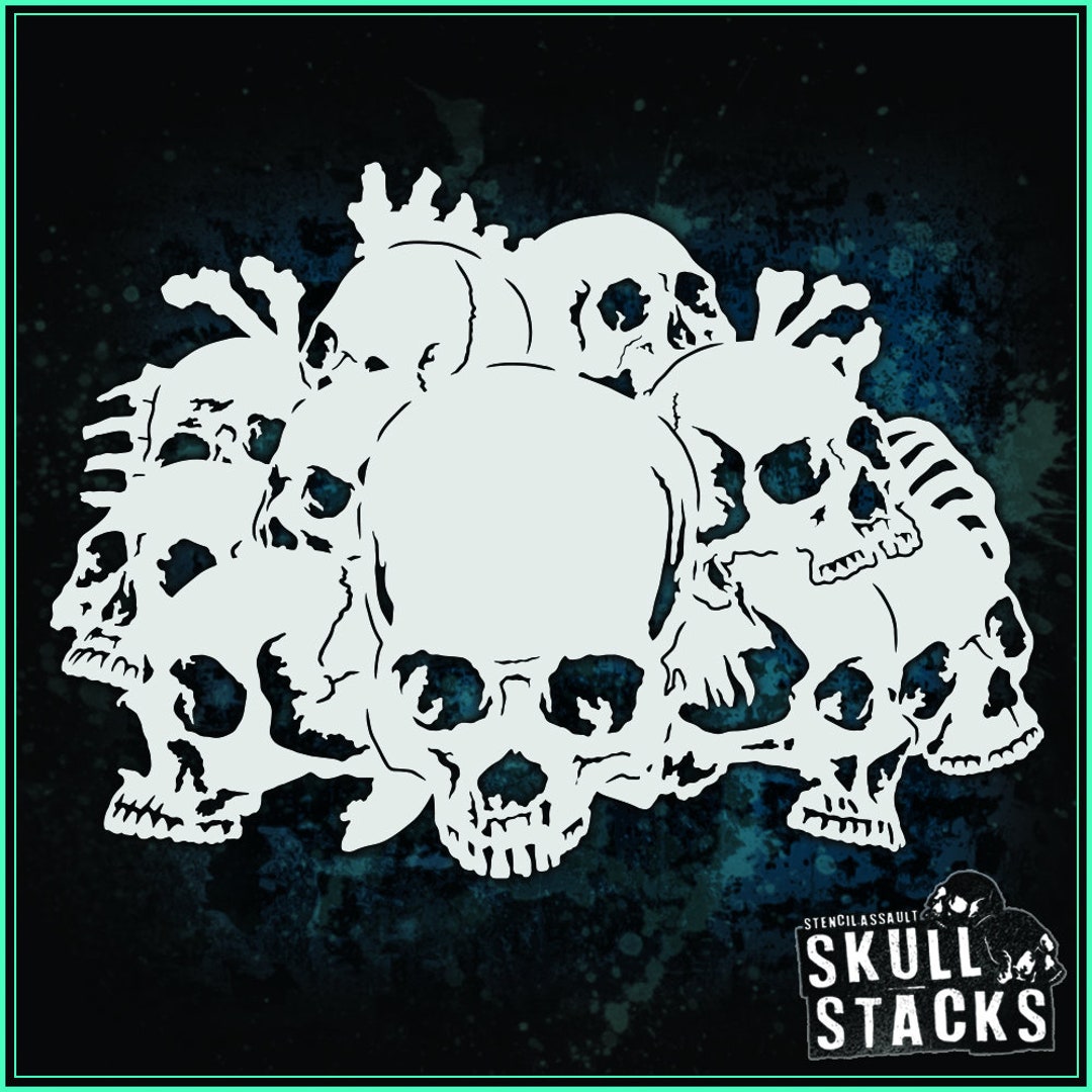 Skull Stack 8 Airbrush Stencil Template 