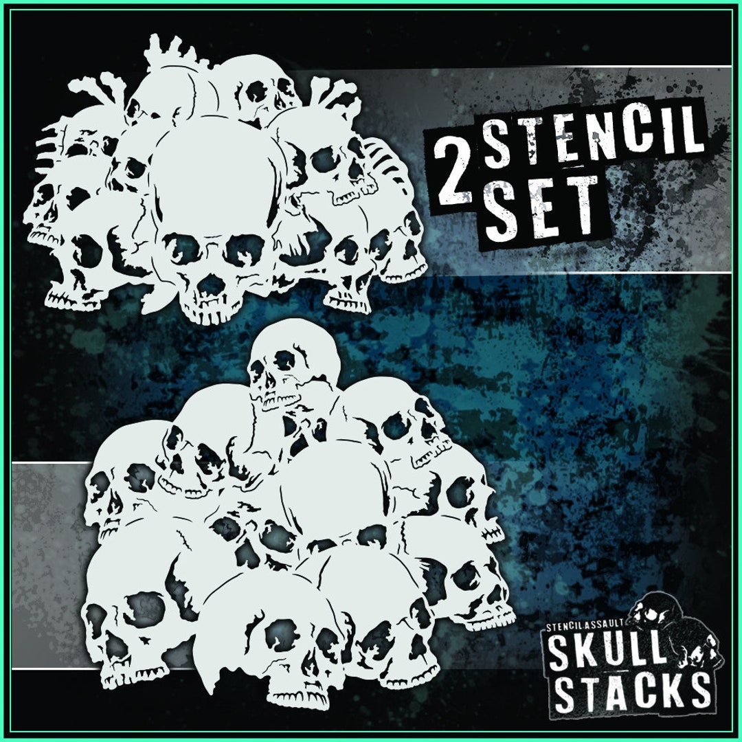 Airbrush Stencil Skull Design Set #1 3 Different Scale Sizes