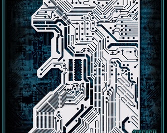 Circuit Board #2 - Durable & Reusable Airbrush Stencil