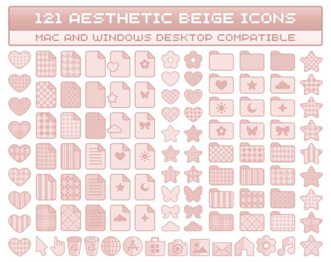 Pink Desktop Icons Set, 100+ Aesthetic Icon Bundle, Custom Windows Mac ...
