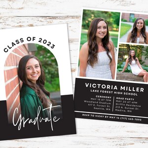 Graduation Party Invitation Template, Photo Senior Graduation Announcement Invite, Editable, Digital, Printable, Minimalist, Modern, Custom