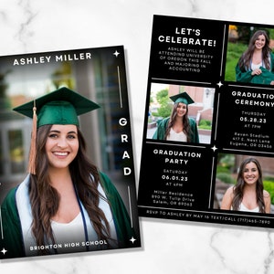 Graduation Party Invitation Template, Photo Senior Graduation Announcement Invite, Editable, Digital, Printable, Minimalist, Modern, Custom