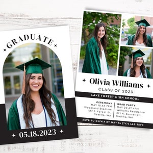 Graduation Party Invitation Template, Photo Senior Graduation Announcement Invite, Editable, Digital, Printable, Minimalist, Modern, Custom