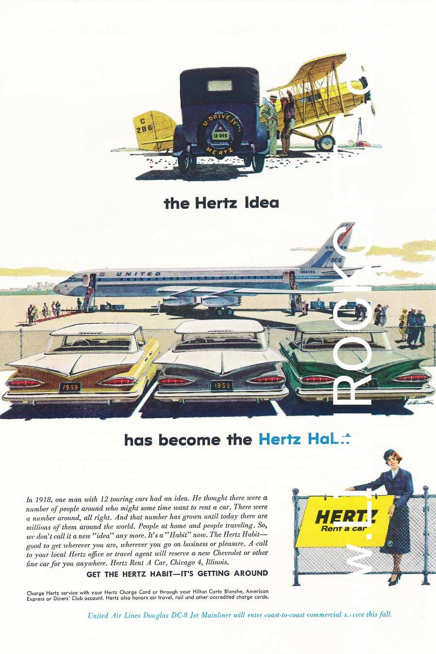 Hertz Rent A Car 1958 Advertisement Etsy