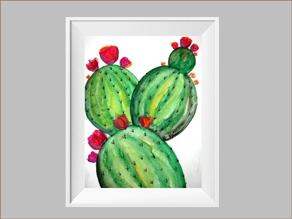 Art & Collectibles Desert Flower 8.5 x 11 Prickly Pear Cactus ...