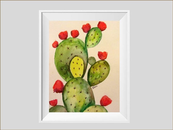 Art & Collectibles Desert Flower 8.5 x 11 Prickly Pear Cactus ...