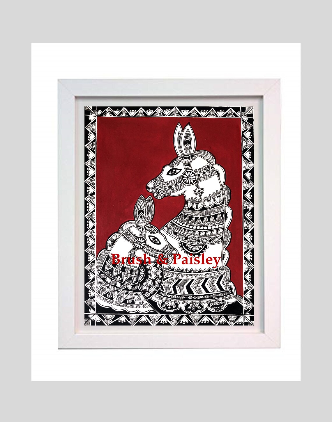 Madhubani Pair of Horses Mithila Indian Folk Art Original Handmade ...