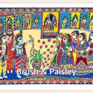 Sita Swayamvar Ram Sita Wedding Printable Digital Download Madhubani Mithila Painting Indian Folk Art Print Wall Decor Poster