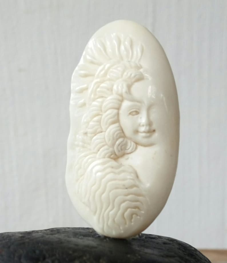 Neckalce Pendant E370 Carving Recycle Jewelry Making Native American Beautiful Carving Buffalo Bone
