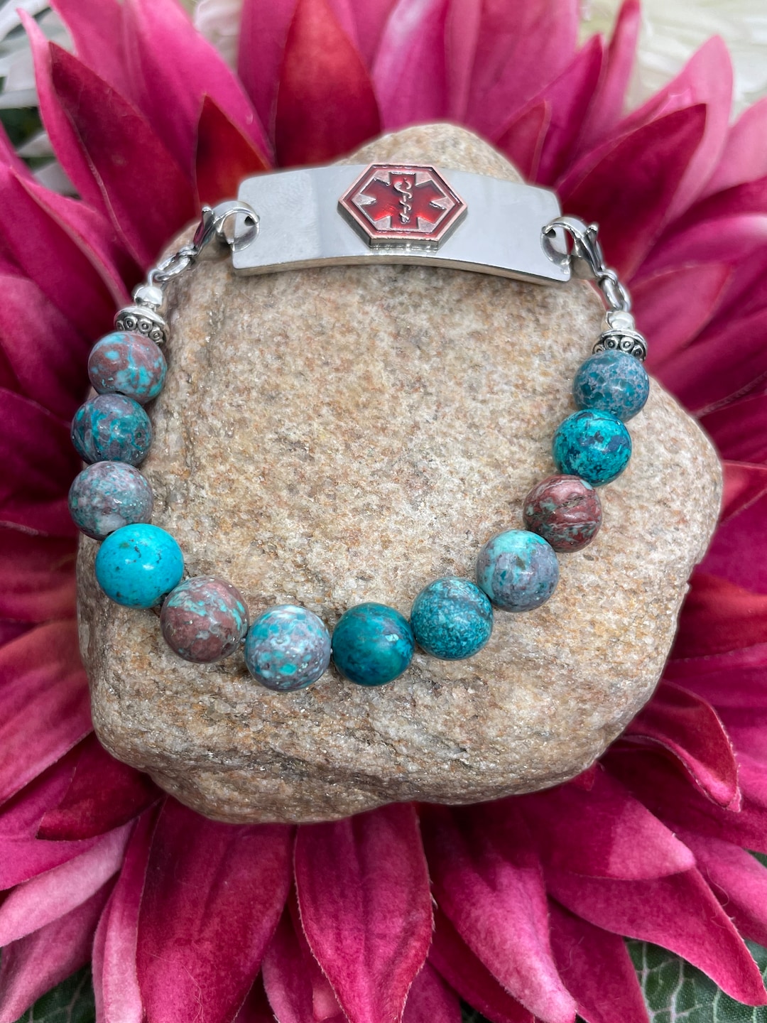 Medical ID Bracelet, Medical Alert for Women, Beaded Medical Alert