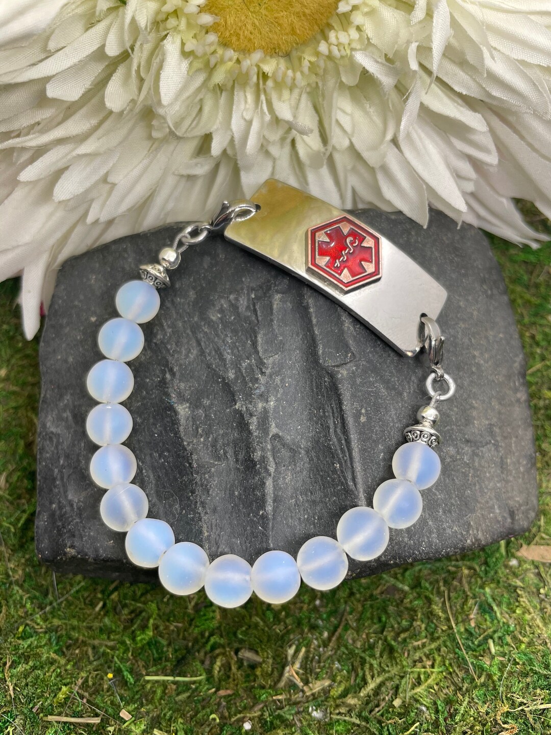 Medical ID Bracelet, Medical Alert for Women, Beaded Medical Alert