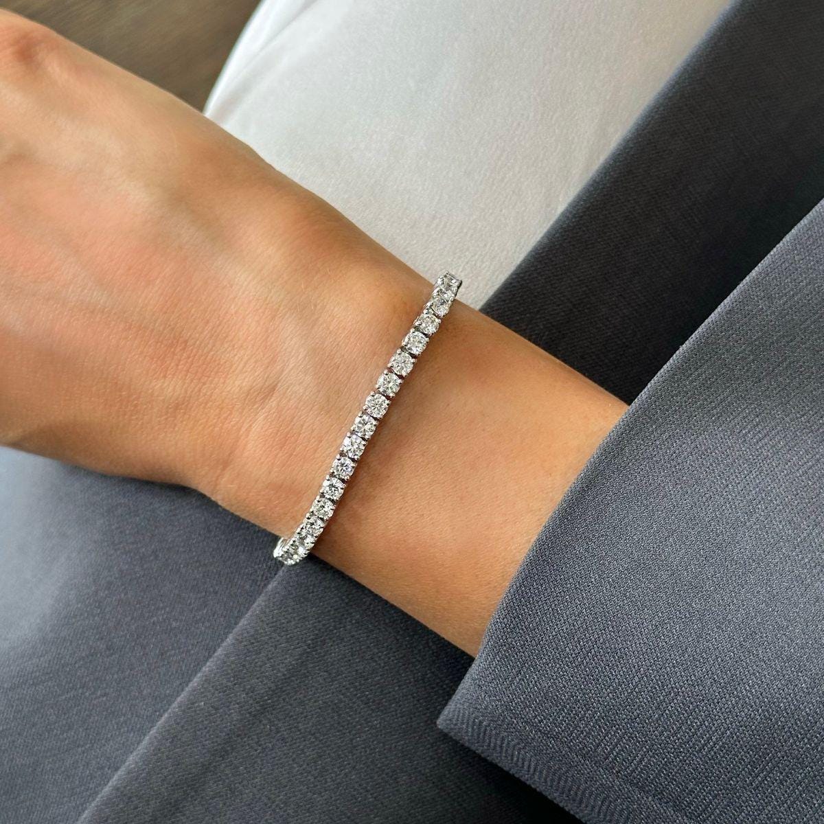 14K White Gold 15.00ct Lab Grown Diamond Tennis Bracelet