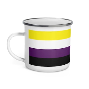 Nonbinary Enby Pride Flag Enamel Mug, 12oz
